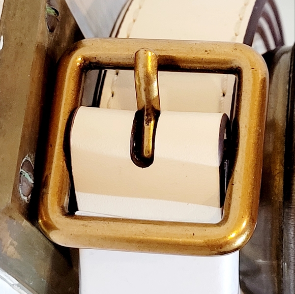 NWT-❤️-Sam Edelman-Cream-Leather Saddle Bag-Aged Gold Hardware - Picture 3 of 7